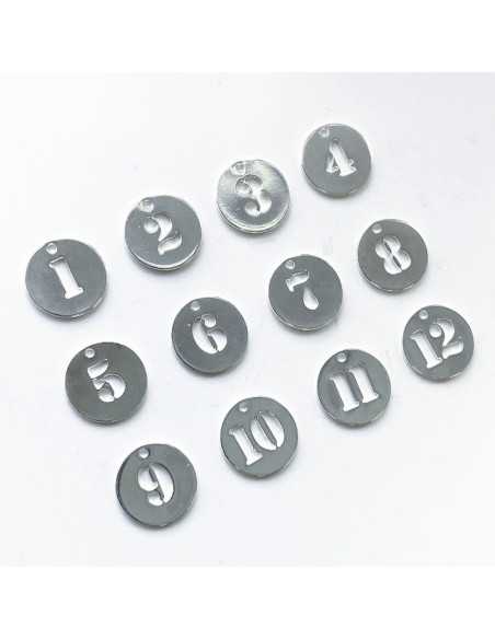 Pendentif médaille ajourée chiffre plaqué argent 20 mm