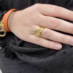 Golden customizable charm ring