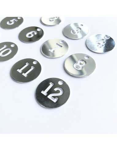 Pendentif médaille ajourée chiffre 1 à 12 plaqué argent 10 microns diam. 26 mm