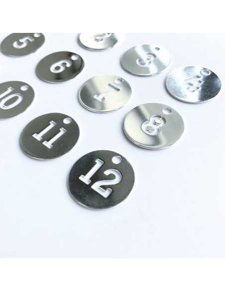 Pendentif médaille ajourée chiffre 1 à 12 plaqué argent 10 microns diam. 26 mm