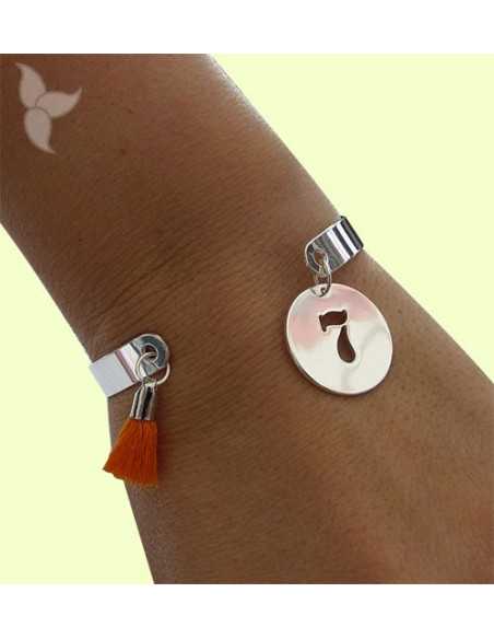 Pendentif médaille ajourée chiffre plaqué argent 20 mm