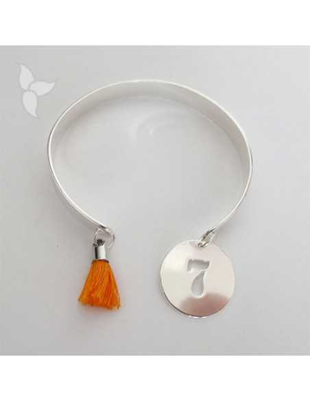 Pendentif médaille ajourée chiffre plaqué argent 20 mm