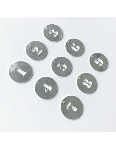 Pendentif médaille ajourée chiffre plaqué argent 20 mm