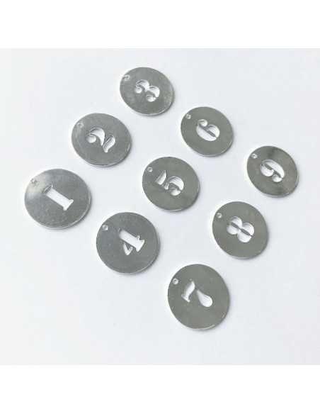 Pendentif médaille ajourée chiffre plaqué argent 20 mm