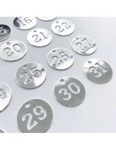 Pendentif médaille ajourée chiffre 1 à 12 plaqué argent 10 microns diam. 26 mm