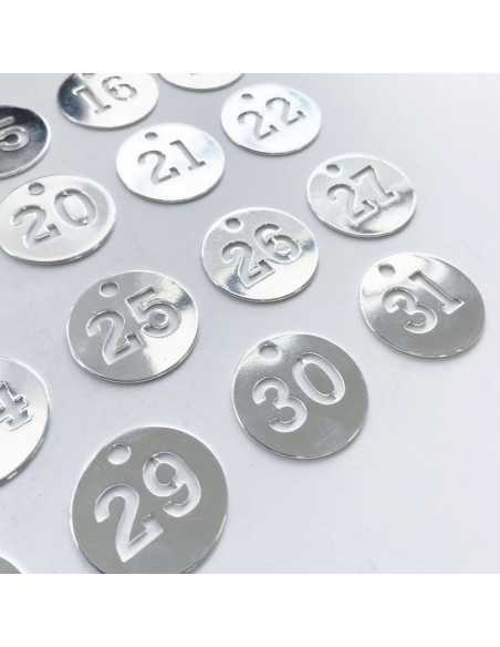 Pendentif médaille ajourée chiffre 1 à 12 plaqué argent 10 microns diam. 26 mm
