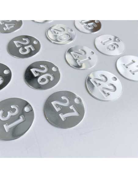 Pendentif médaille ajourée chiffre 1 à 12 plaqué argent 10 microns diam. 26 mm