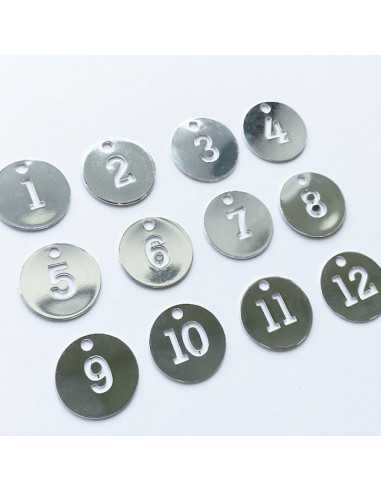 PAR 1 / Pendentif médaille chiffre 26mm, de 1 à 31, plaqué argent 10 microns