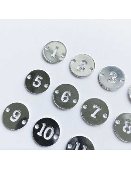 PAR 1 / Intercalaire médailles chiffres 15mm, de 0 à 12, plaqué argent 10 microns