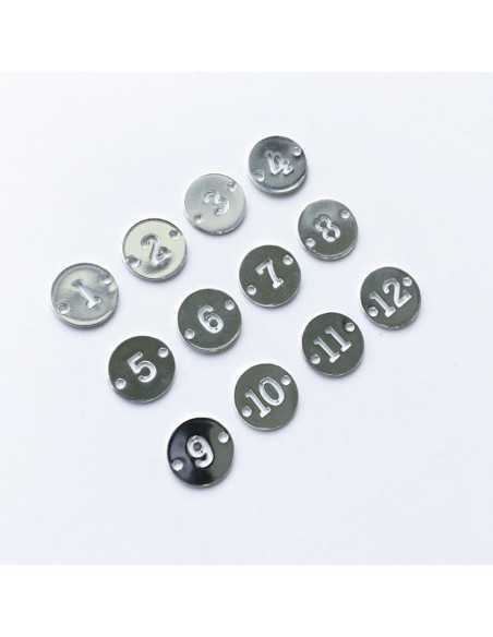 PAR 1 / Intercalaire médailles chiffres 15mm, de 0 à 12, plaqué argent 10 microns
