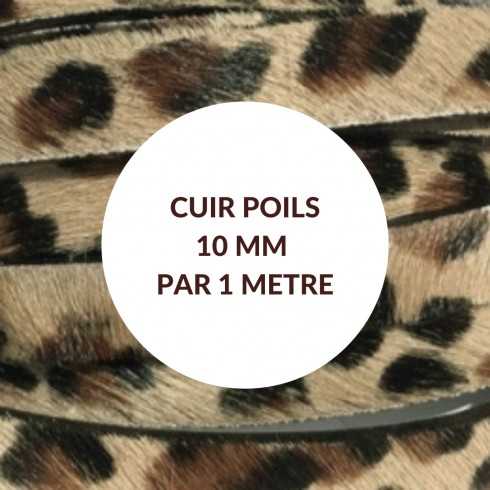 Leopard leather with fur 10mm
