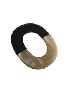 Pendentif rectangle arrondi en corne et laque noire vendu à la pièce