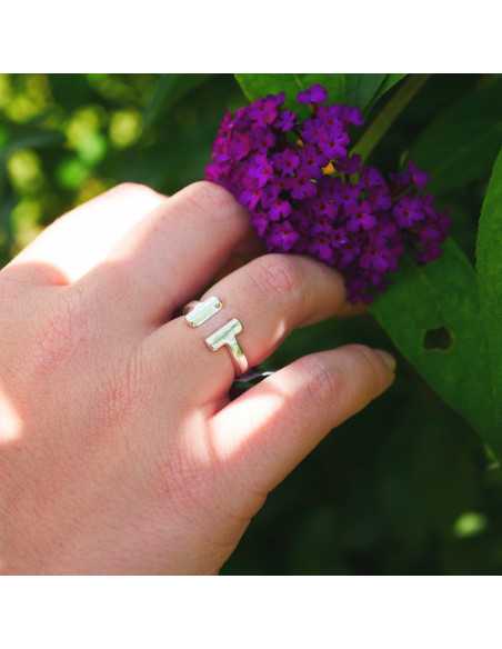 Bague barres parallèles " Jupiter" plaqué argent 10 microns