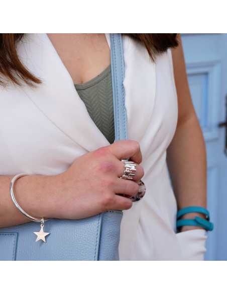 Pendentif étoile plate plaqué argent 10 microns, 2 tailles, par 10 pièces