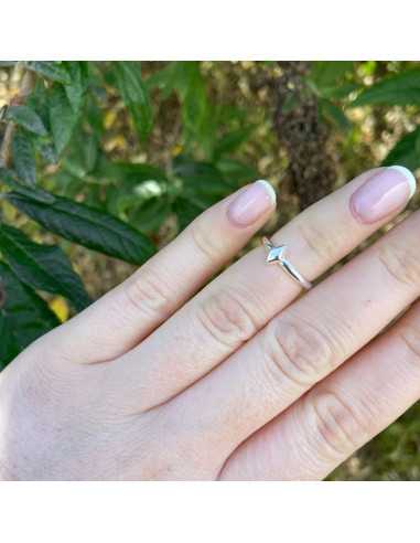 Bague de phalange losange , plaqué argent 10 microns, T46 ,17 mm, vendu par 3