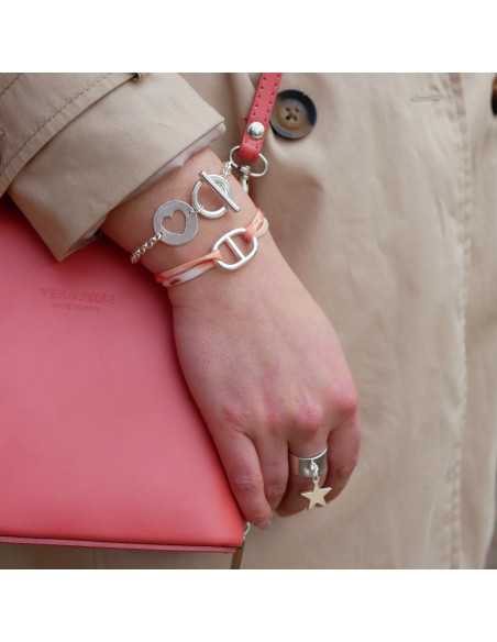 Intercalaire pastille coeur ajourée 20 mm plaqué argent 10 microns par 3 pièces