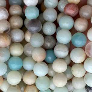Round mineral pearls in natural amazonite 8 mm