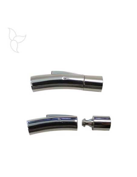 Fermoir tube à clipser en acier pour cuir rond 5 mm