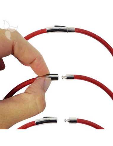 Fermoir tube à clipser en acier pour cuir rond 5 mm