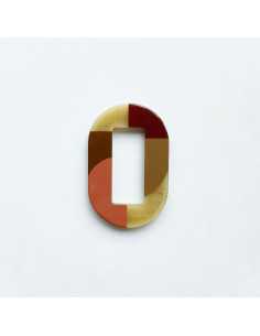 Oval horn pendant without hook hole 60x50 mm pop theme, 3 colors