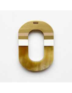 Multicolored oval horn pendant