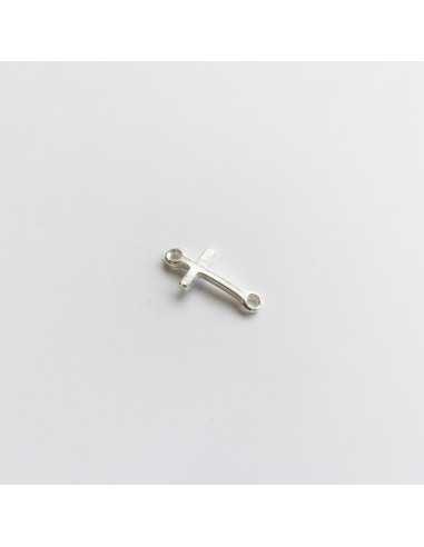 Intercalaire 20 mm croix 2 trous plaqué argent 10microns, par 10 pièces