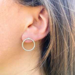 earrings "ball circle" diameter 18 mm silver plated 10 microns, per 3 pairs