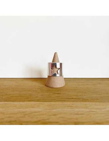 Bague ajourée motif étoile plaqué argent 10 microns par 2 pièces