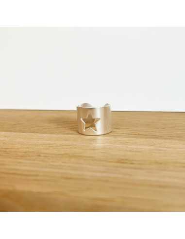 Bague ajourée motif étoile plaqué argent 10 microns par 2 pièces