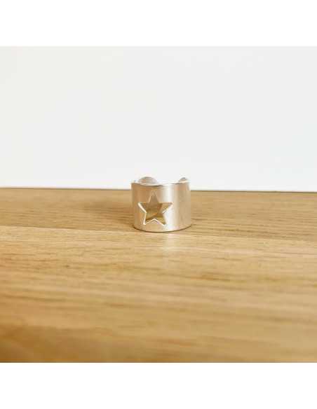 Bague ajourée motif étoile plaqué argent 10 microns par 2 pièces