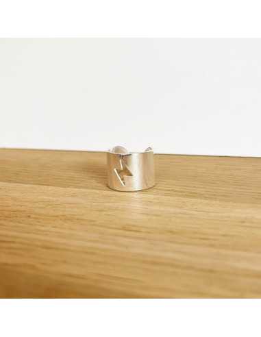 Bague ajourée motif éclair plaqué argent 10 microns par 2 pièces