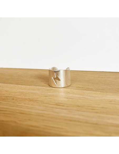 Bague ajourée motif éclair plaqué argent 10 microns par 2 pièces