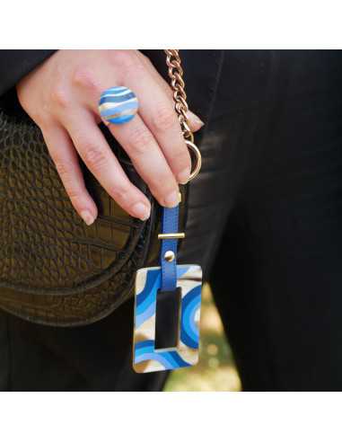 Porte clé corne pop argenté