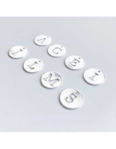 PAR LETTRE / Médaille lettre 16 mm plaquée argent 10 microns