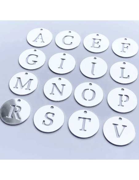 Médaille lettre 26 mm plaqué argent 10 microns