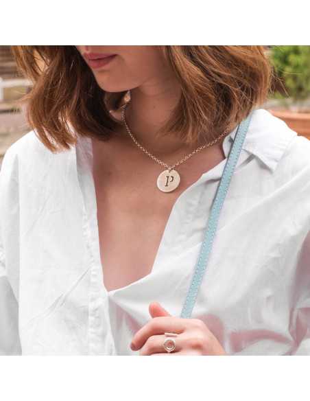 Médaille lettre 26 mm plaqué argent 10 microns