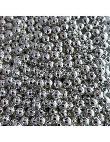 Perles rondes et pleines plaquées argent 10 microns (3 et 4mm)