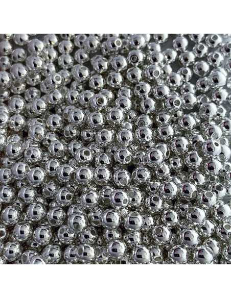 Perles rondes et pleines plaquées argent 10 microns (3 et 4mm)