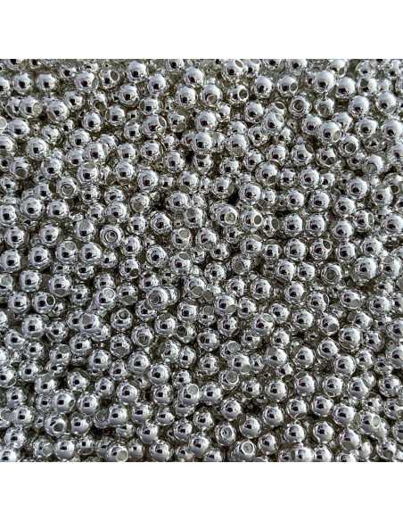 Perles rondes et pleines plaquées argent 10 microns (3 et 4mm)
