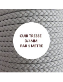 Cuir tressé plat taupe 3mm