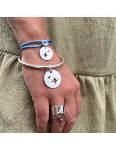 Pendentif médaille 2 étoiles polaires ajouré plaqué argent 10 microns, en 3 tailles.