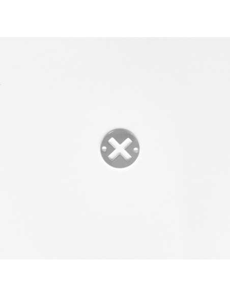 Intercalaire pastille X ajourée 20 mm plaqué argent 10 microns par 3 pièces