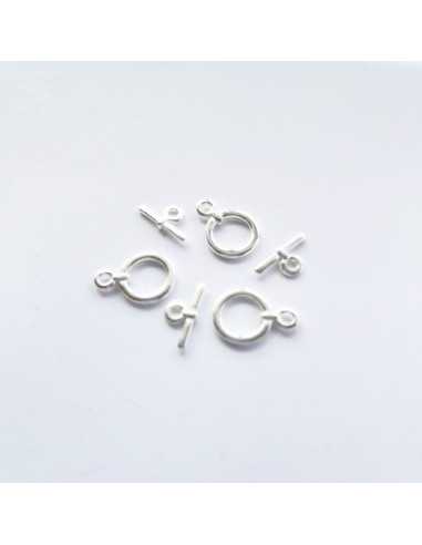 Fermoir T plaqué plaqué argent 17 mm