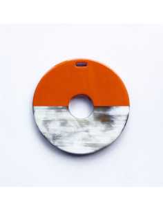 Pendentif rond corne de buffle naturel et laqué par 1 pièce