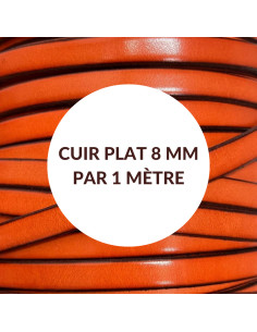 Orange color flat leather 8 mm