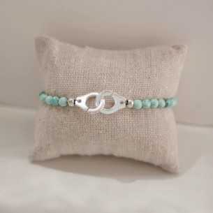 Bracelet menottes mini avec perles naturelles
