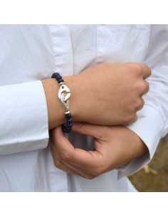 Bracelet menottes maxi avec perles naturelles