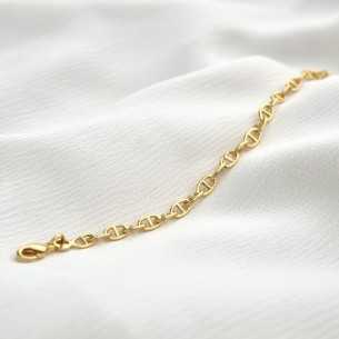 Bracelet chaîne maille marine mini, Or 24k 1 micron