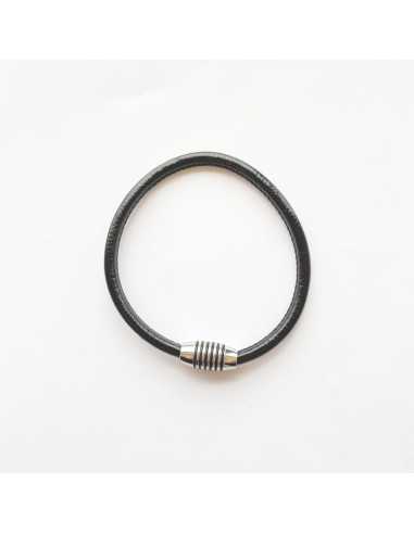 Fermoir magnétique tube acier traits noirs cuir 5 mm par 5 pièces