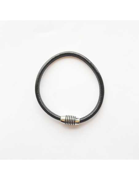 Fermoir magnétique tube acier traits noirs cuir 5 mm par 5 pièces